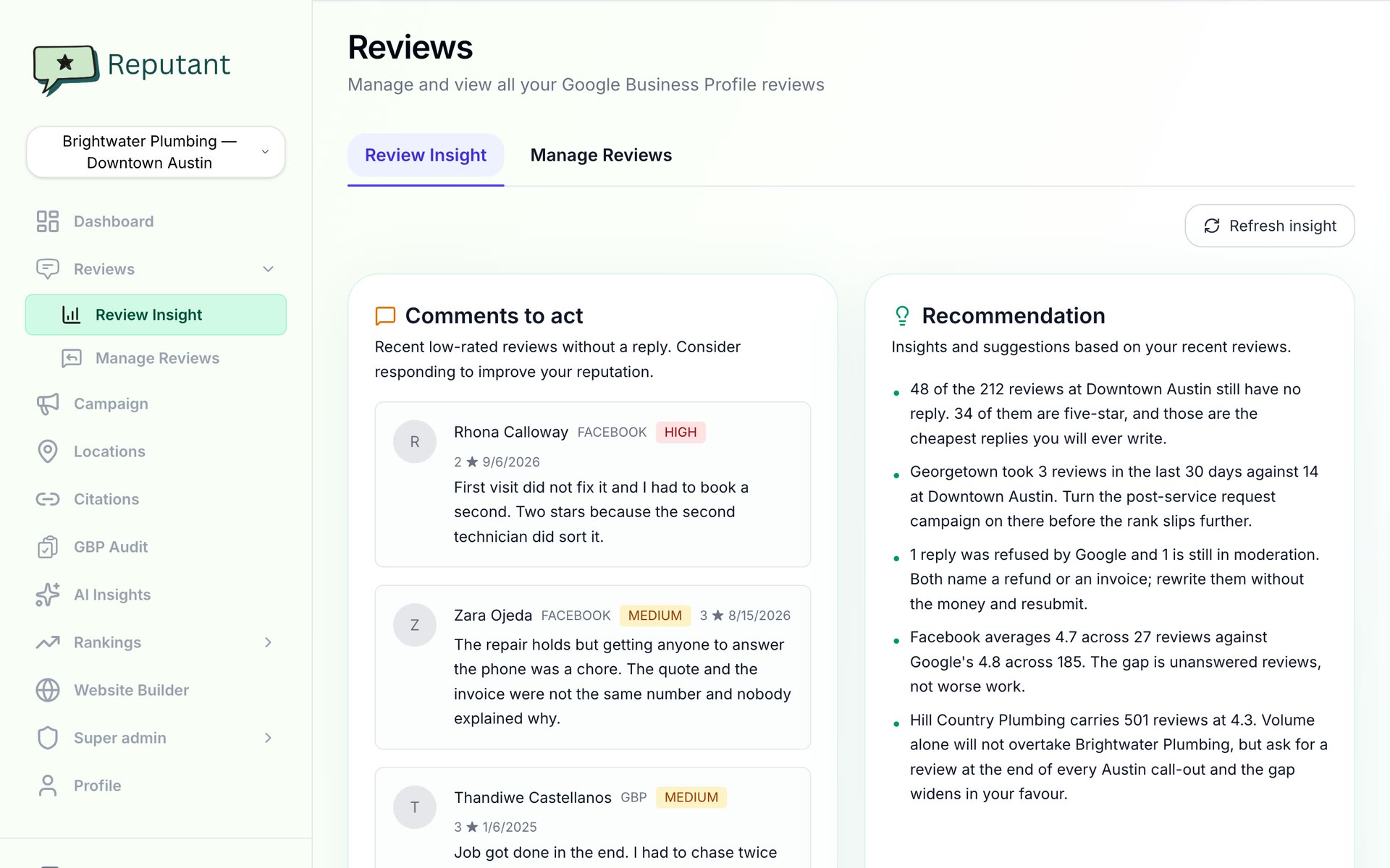 Sample: review insights